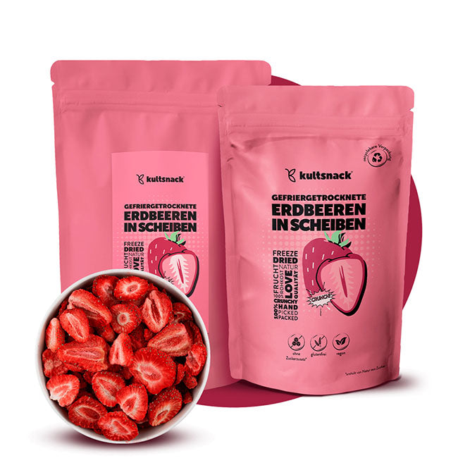 Gefriergetrocknete Erdbeeren in Scheiben 350g (250g + 100g)
