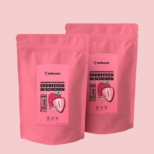 Gefriergetrocknete Erdbeeren in Scheiben