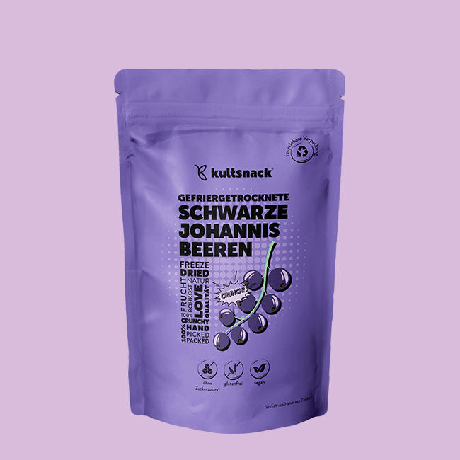 Gefriergetrocknete schwarze Johannisbeeren