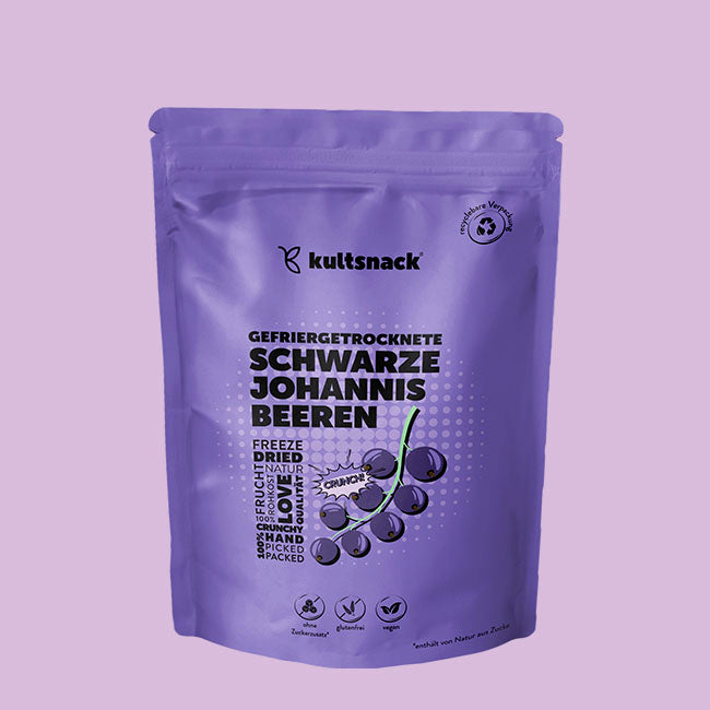 Gefriergetrocknete schwarze Johannisbeeren