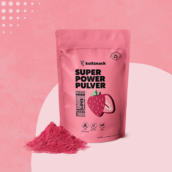 Super-Power-Pulver-gefriergetrocknete-Erdbeeren